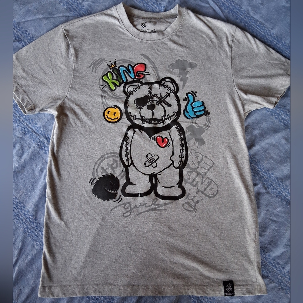 Vintage ROCAWEAR T-shirt Graphic Bear KING Mens Medium Streetwear Like New